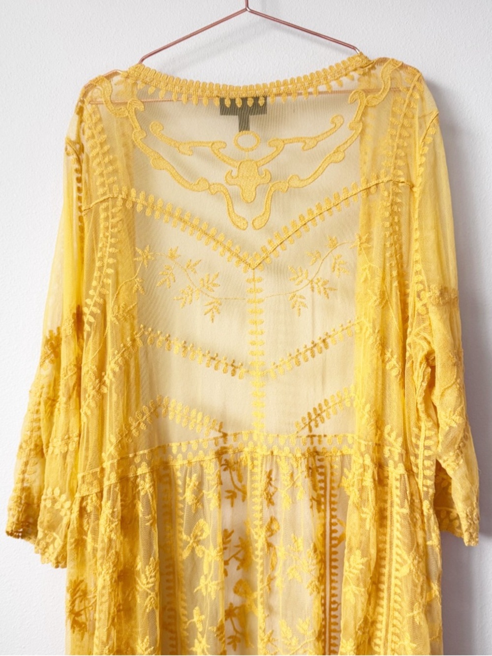 Lane Bryant Yellow Sheer Embroidered Kimono - Picture 10 of 11